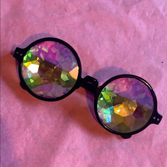 iHeartRaves Accessories - Black rim kaleidoscope glasses- used once